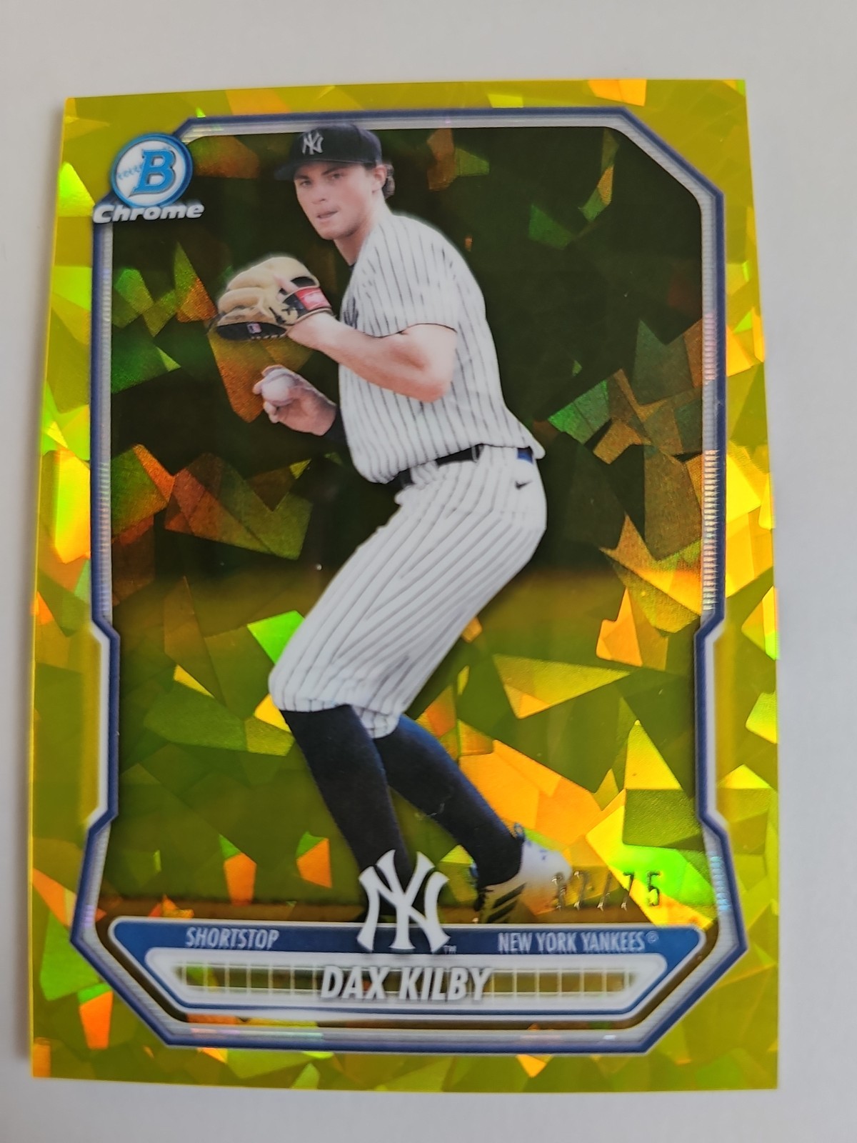 DAX KILBY 2026 BOWMAN CHROME SAPPHIRE YELLOW REFRACTOR /75 #BCP-78 YANKEES 🔥