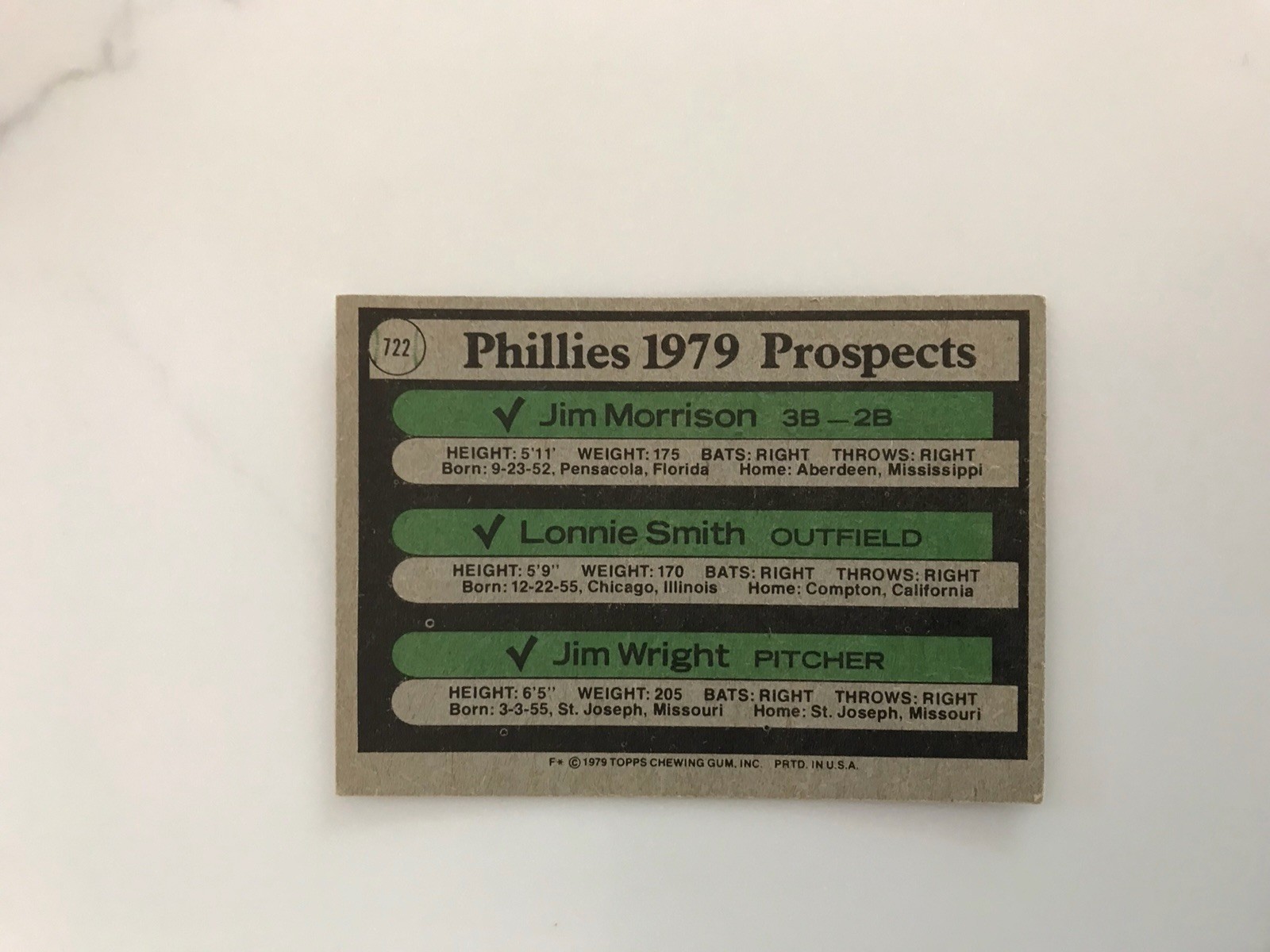1979 Topps Philadelphia Phillies Prospects #722 Lonnie Smith (RC)