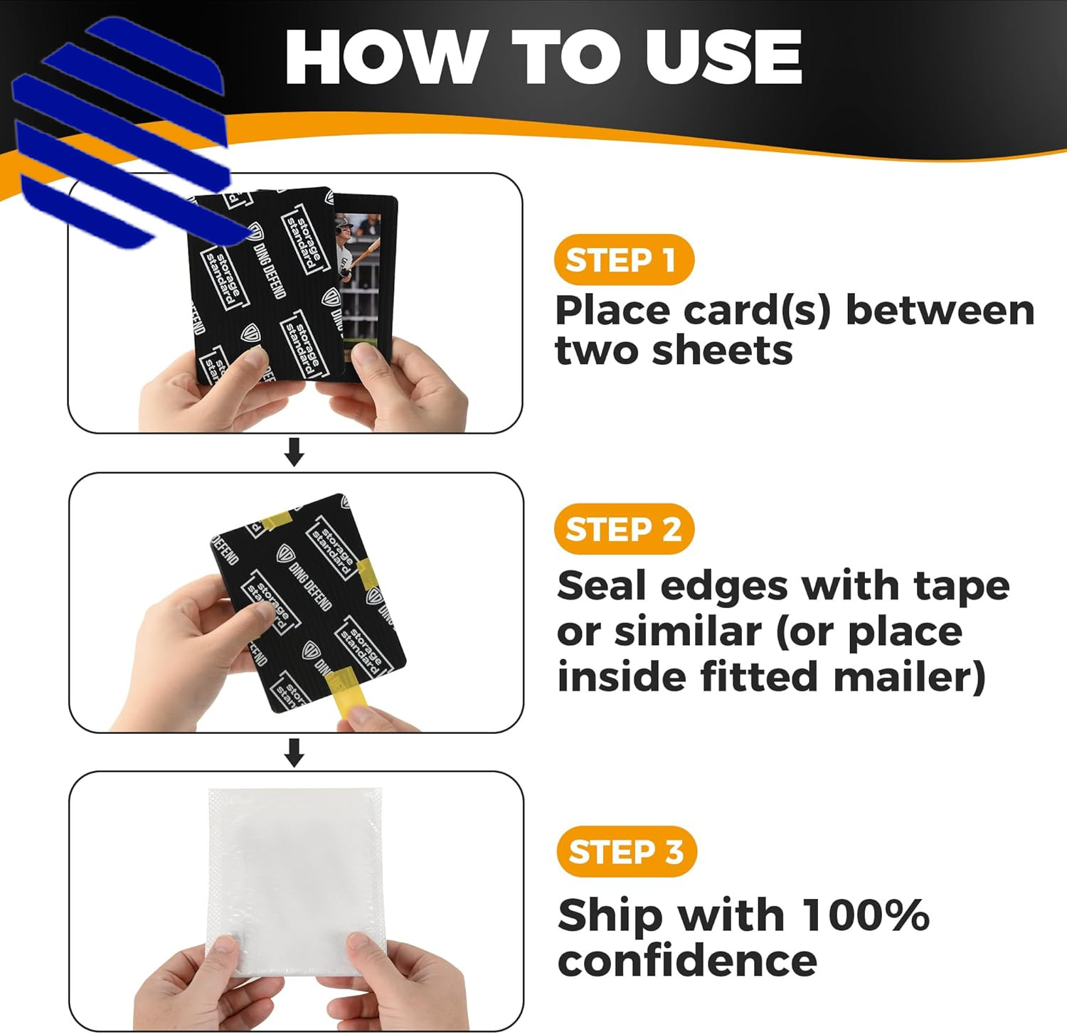 Ding Defend 110-Pack Trading Card Protector Shipping 3.5 x 4.5 Inch Black Hobby