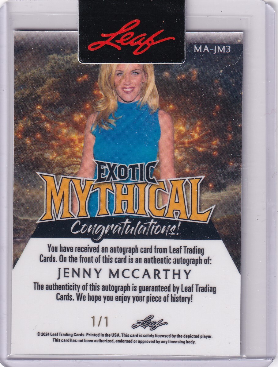 2024 Leaf Mythical Exotic JENNY MCCARTHY Cyclops AUTO 1/1 TRUE 1 OF 1 Autograph