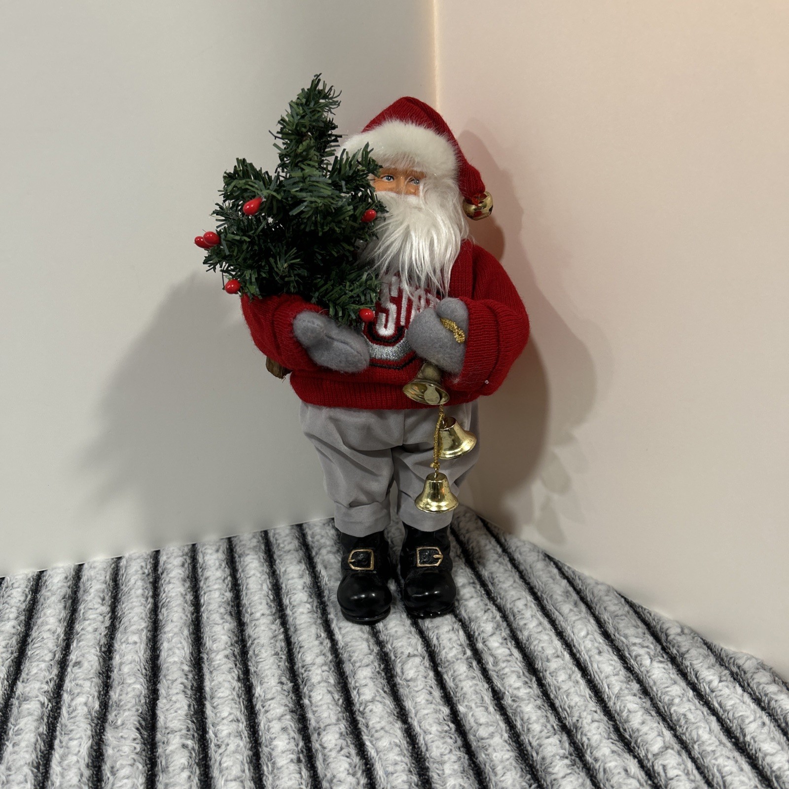 Ohio State Santa’s Workshop Santa 10.5” Figure in Ohio State Sweatshirt