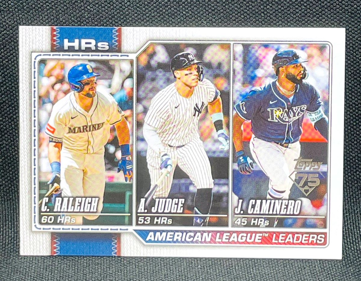 2026 Topps Series One Baseball Card #38 RALEIGH JUDGE CAMINERO – LEAGUE LEADERS