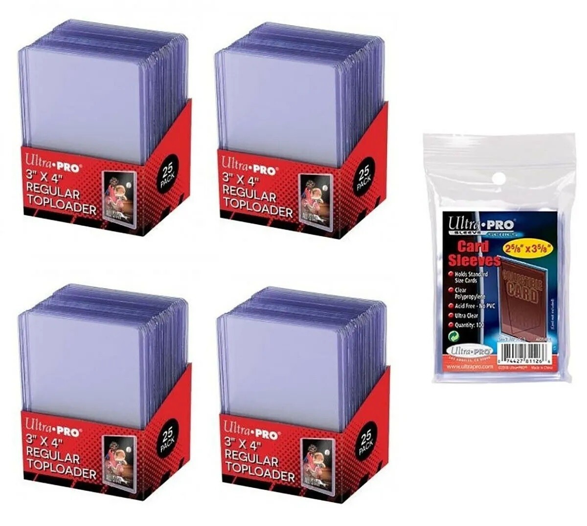 NEW SEALED – 100 Ultra Pro Regular 3 x 4 Toploaders + 100 Penny Sleeves