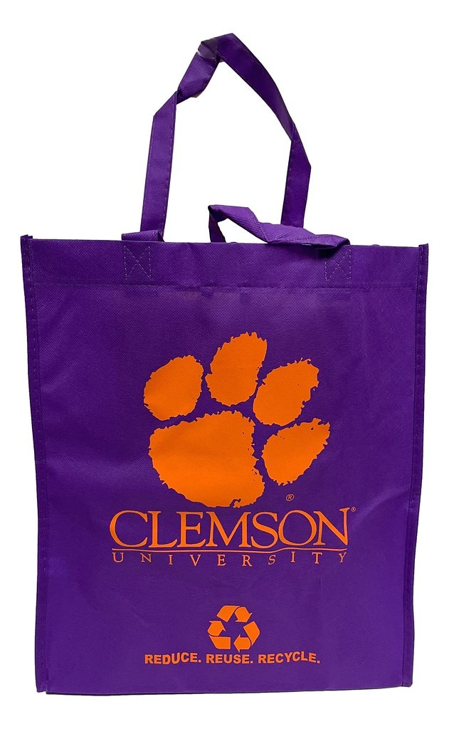 Clemson Tigers Printed Non-Woven Polypropylene Reusable Grocery Tote Bag