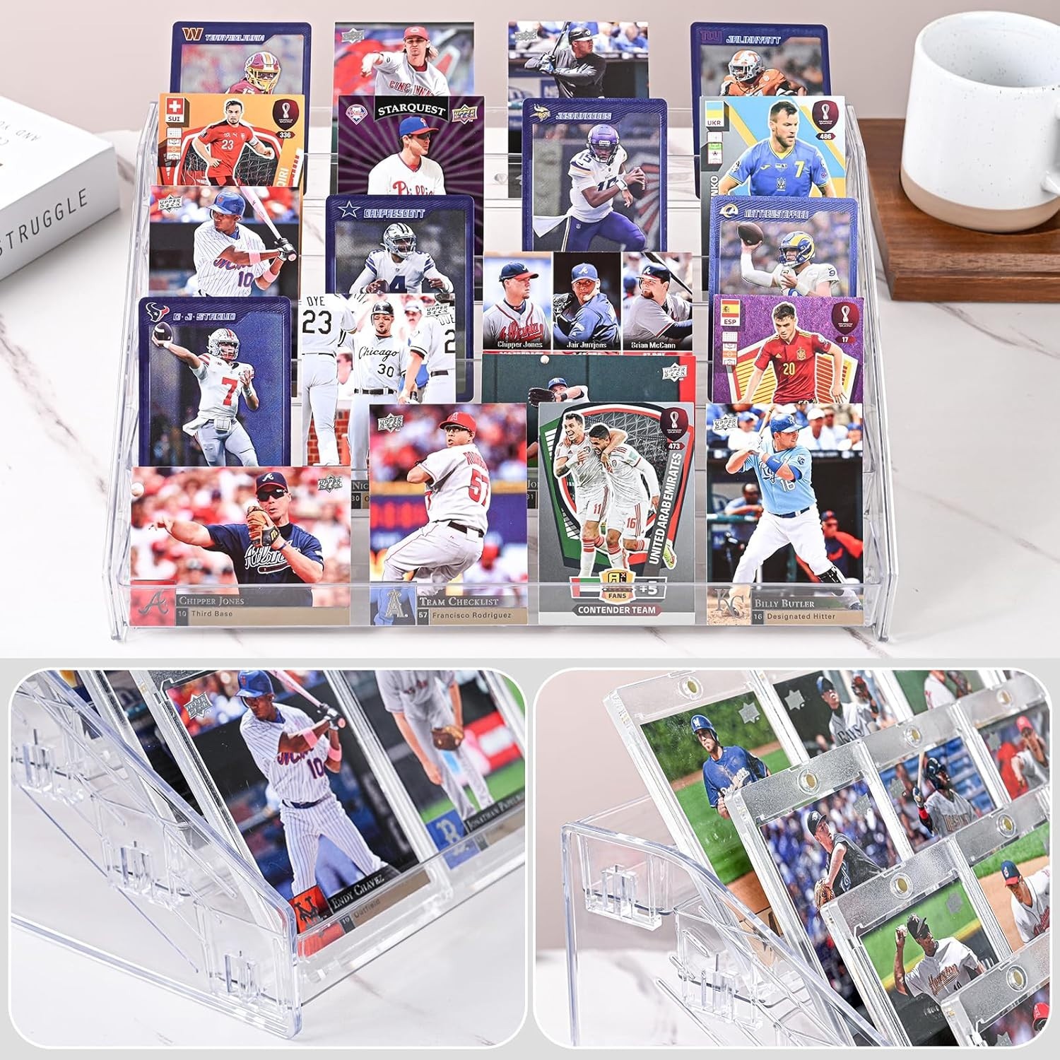 5 Tier 12″ Acrylic Card Display Stand, Easy Clip-On Design, Versatile Display…