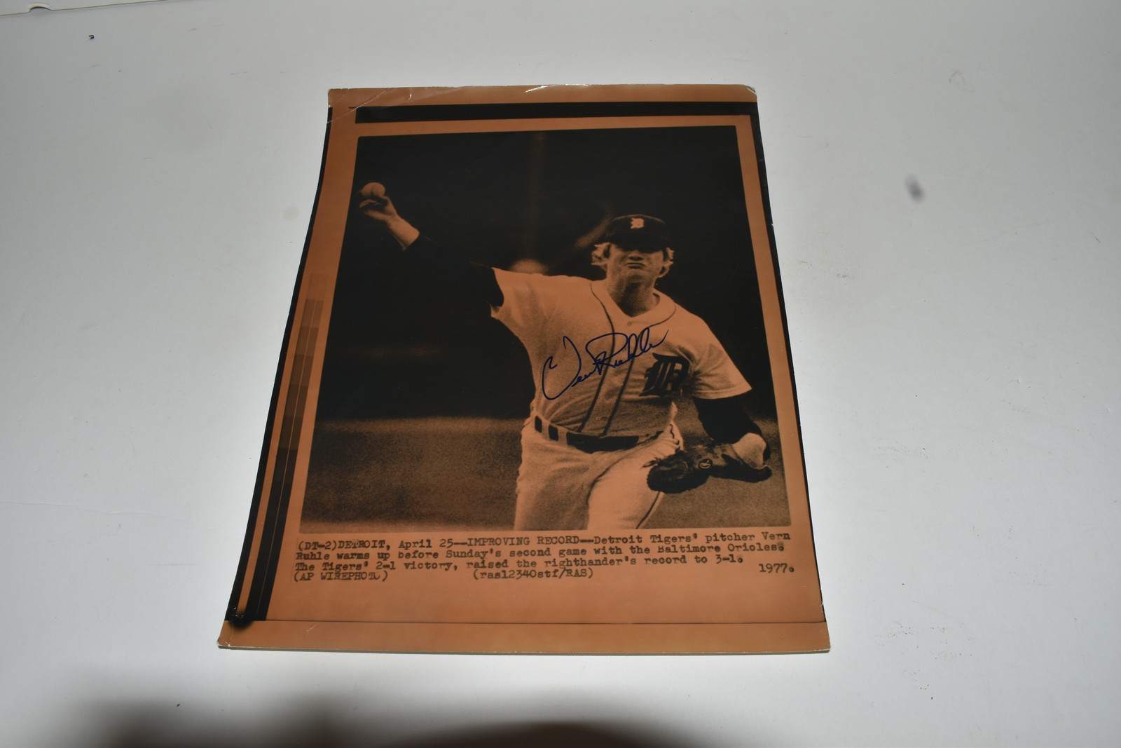 VERN RUHLE Signed Autographed DETROIT TIGERS COPIED PHOTO(GNL35)