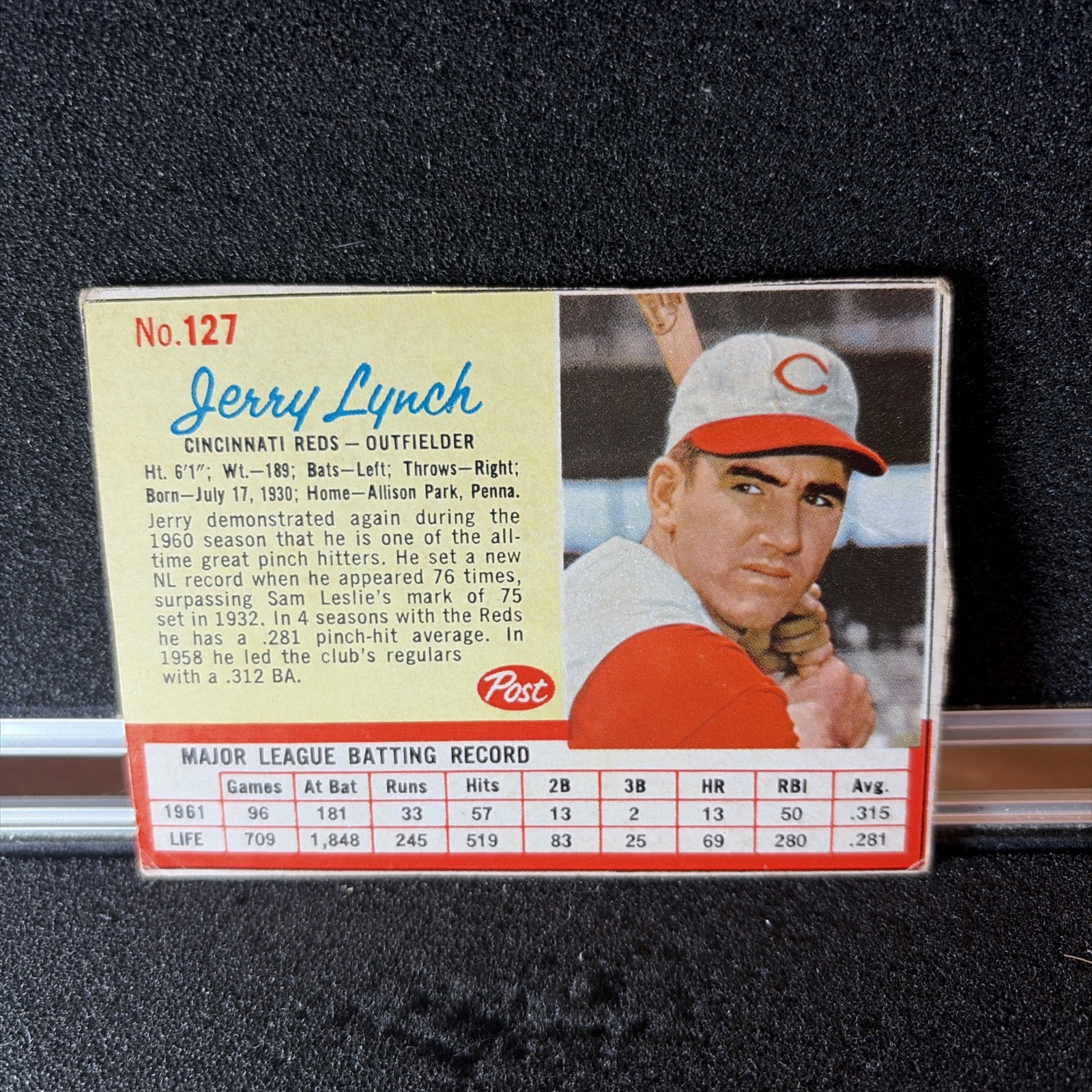 1962 Post – Jerry Lynch #127