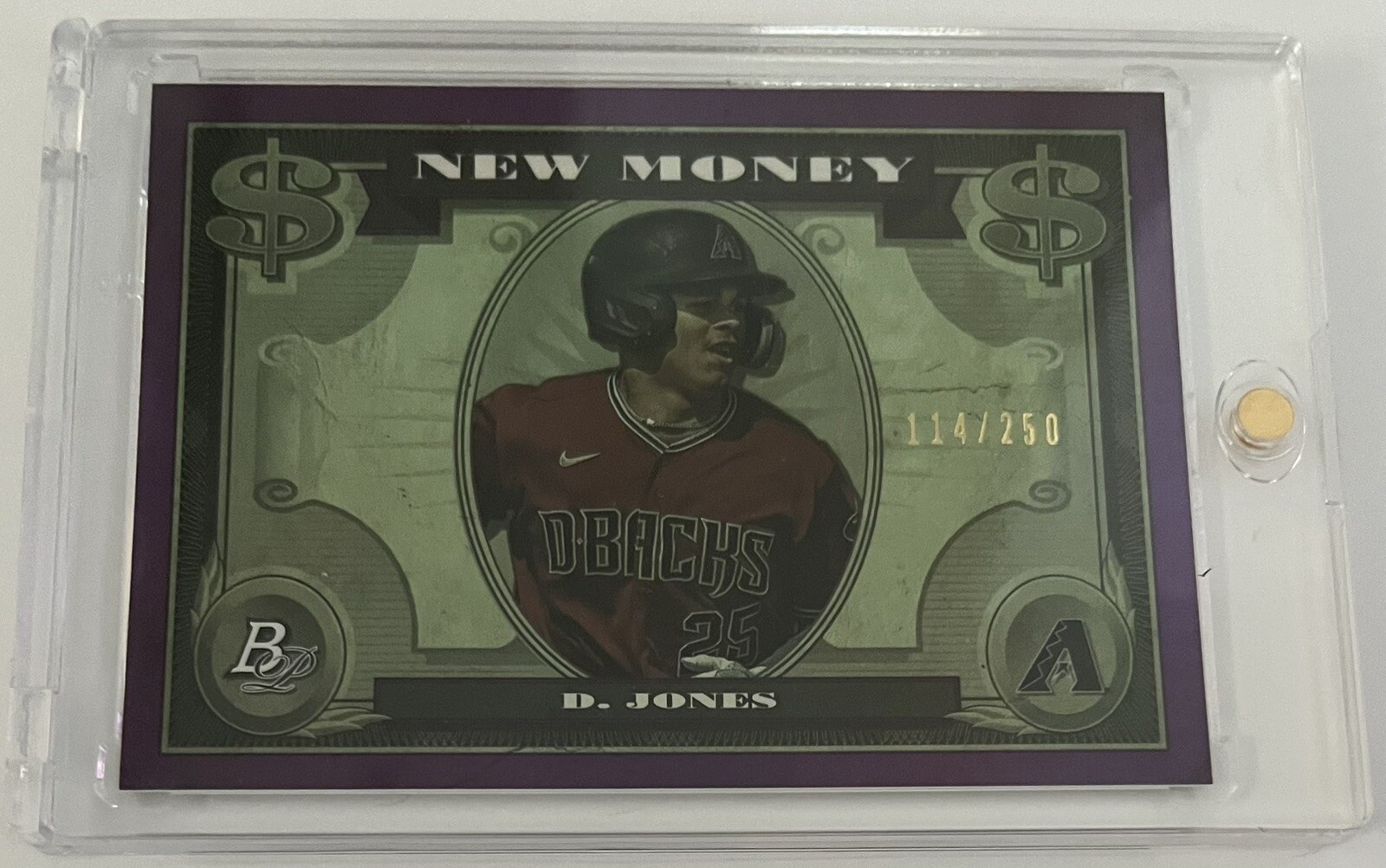 2023 Bowman Platinum New Money DRUW JONES Purple Insert 114/250 #NM-9 D-backs
