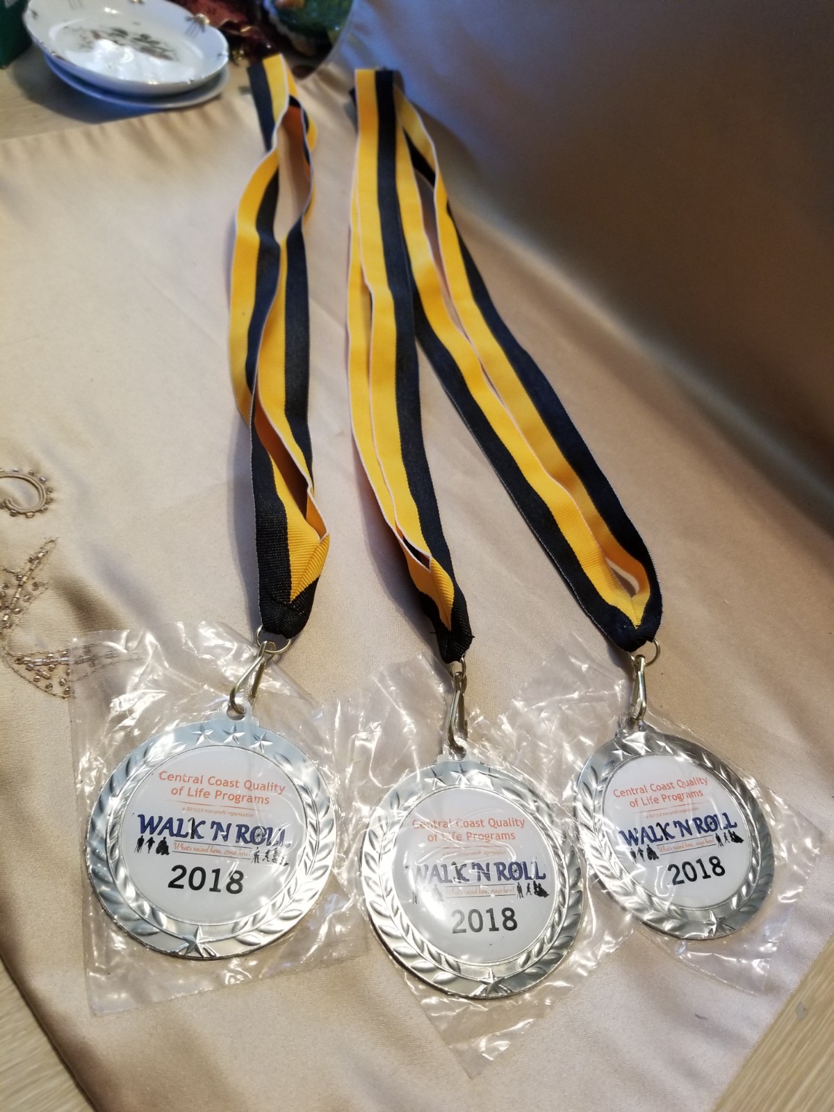 Lot of 3 Walk N Roll 2018 Central Coast Quality Of Life Medals & Ribbons R