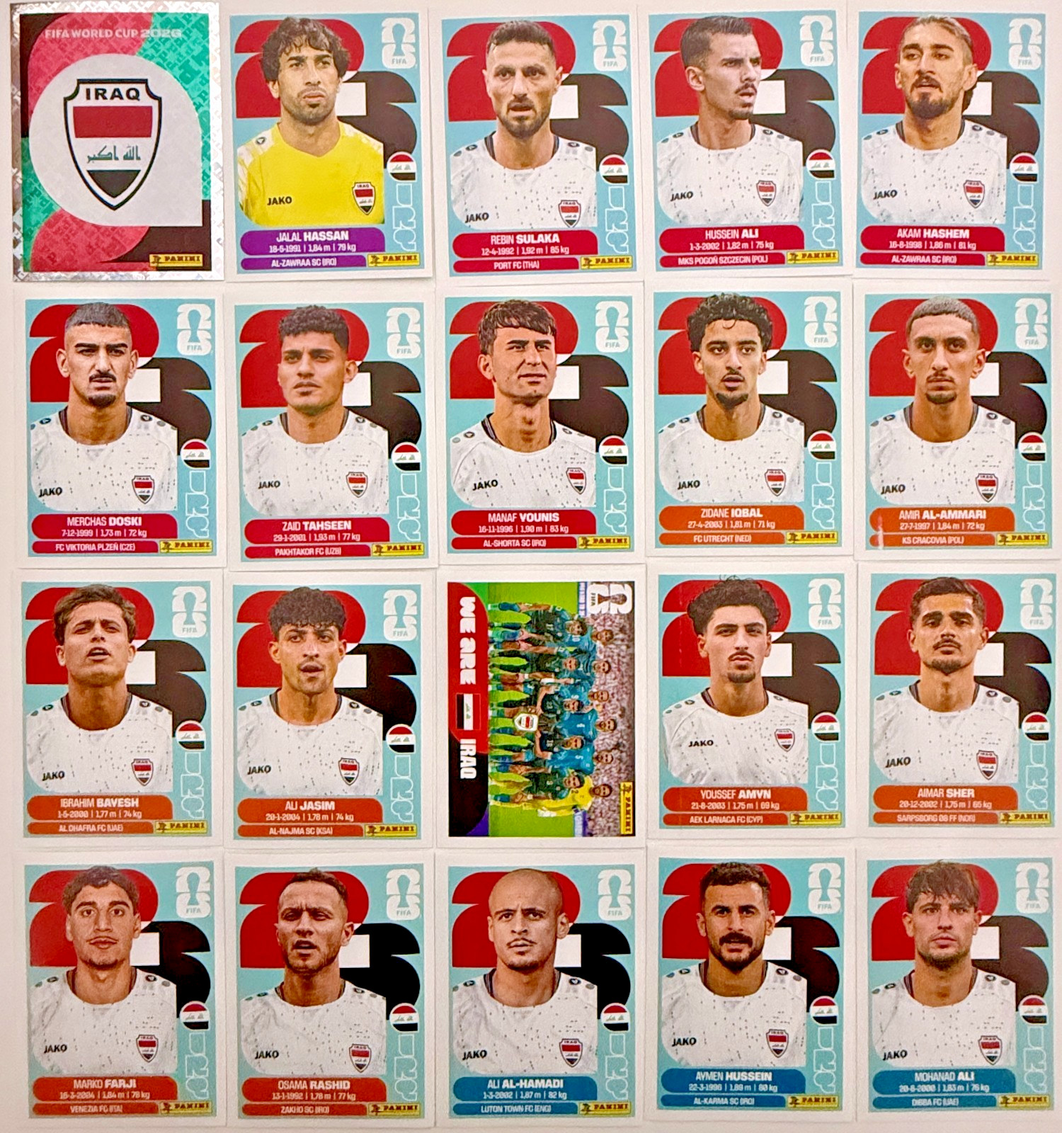 2026 Panini FIFA World Cup Iraq Stickers Pick Number IRQ2-IRQ20