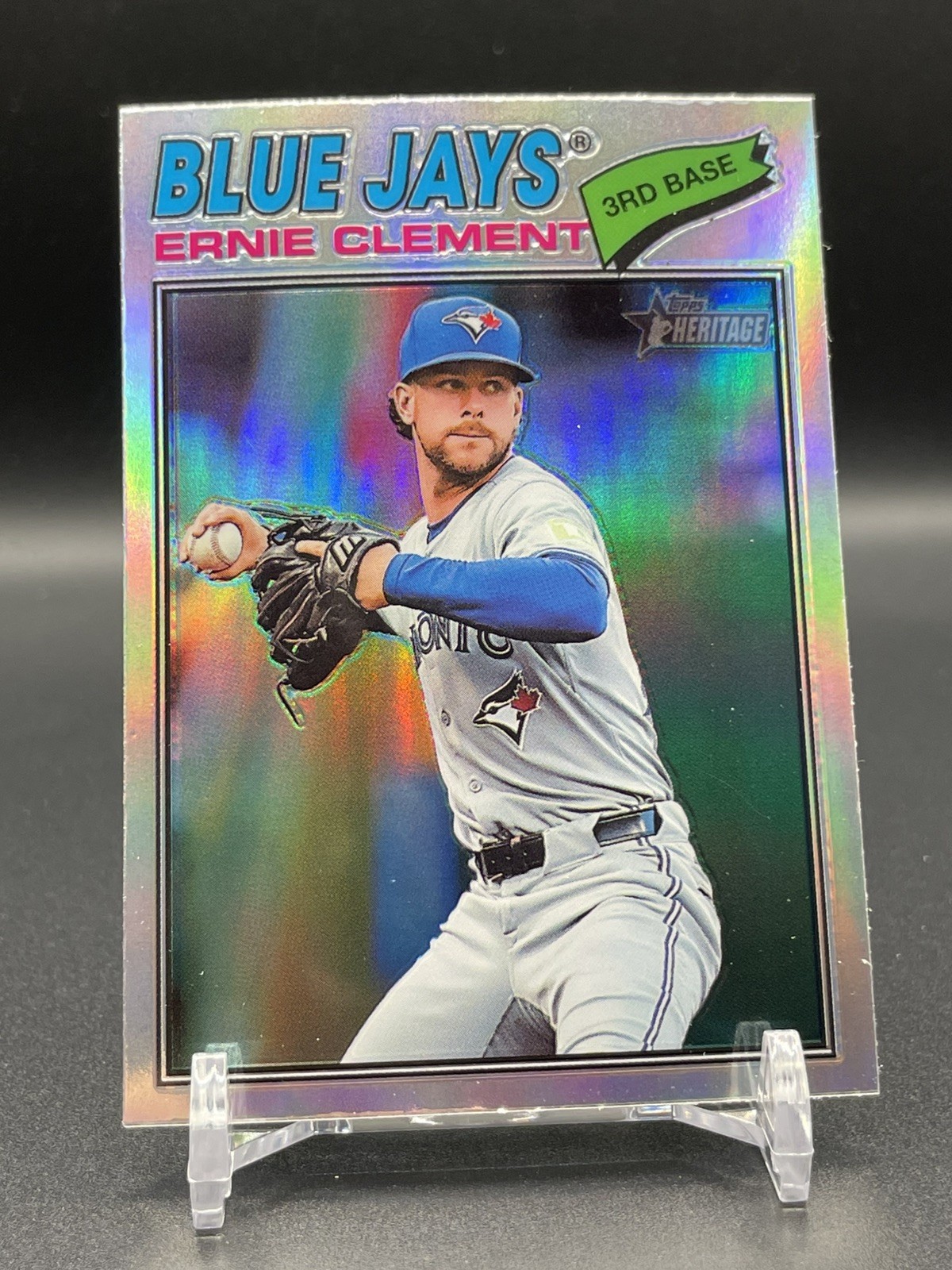 2026 Topps Heritage Ernie Clement 21 Chrome Parallel Refractor Toronto Blue Jays