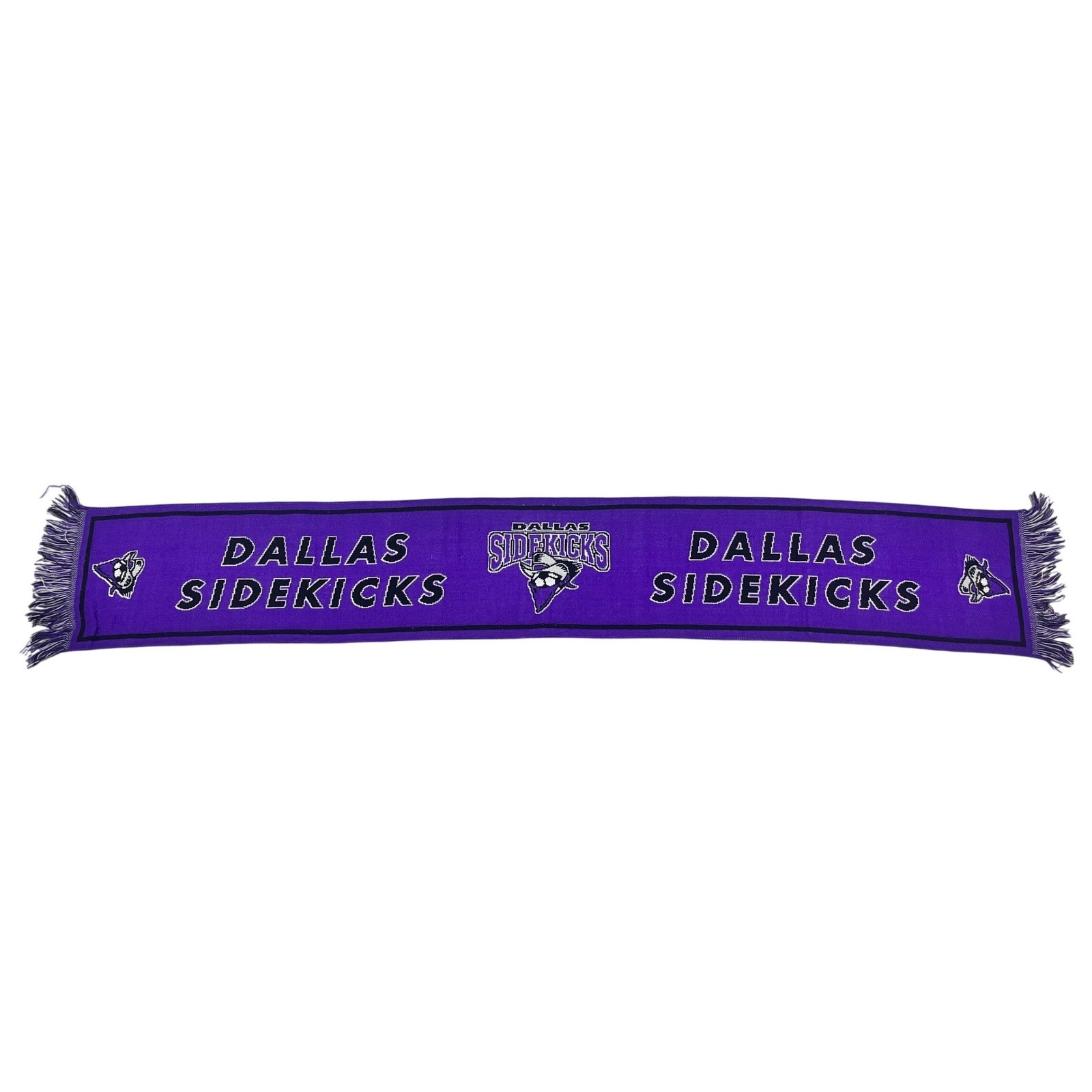 Bam Bams Dallas Sidekicks Purple Black Knit Soccer Scarf Reversible Fringed