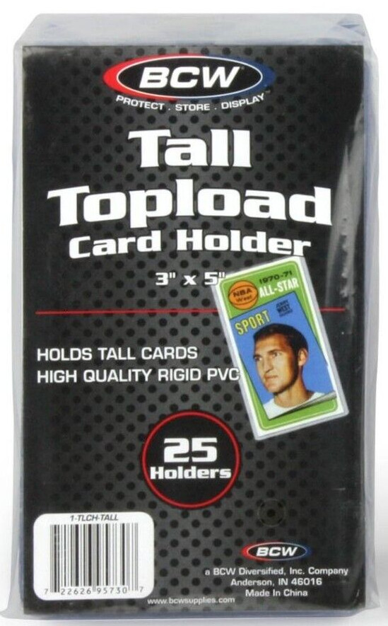 BCW 1-TLCH TALL TOPLOAD CARD HOLDER 3″ X 5″ – 1 PACK, 25CT – NEW SEALED