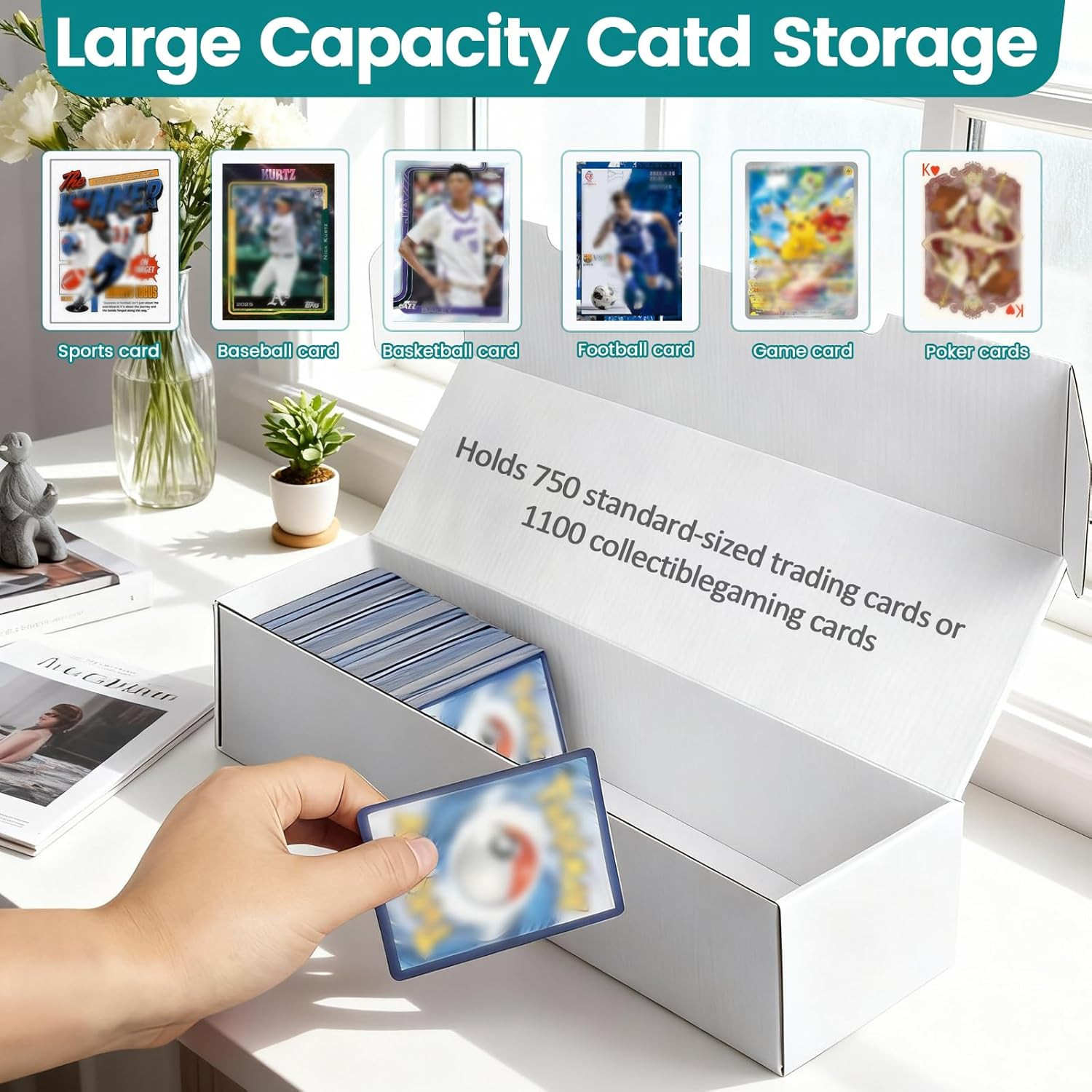 12-Pack 1100 Count Trading Card Storage Box, White Corrugated Cardboard Storage