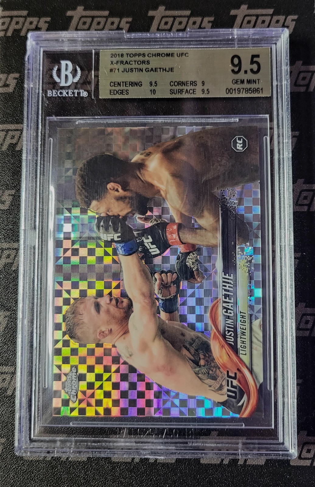 2018 Topps Chrome UFC Justin Gaethje Rookie RC #71 X-FRACTOR BGS 9.5 Gem Mint