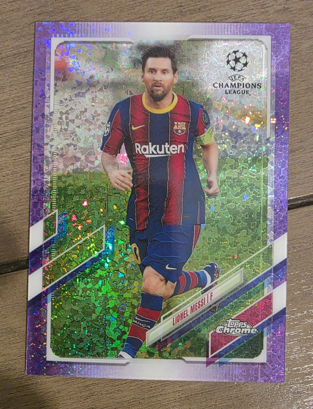 Lionel Messi 2020-21 Chrome UEFA #1 Purple Mini Diamond /250