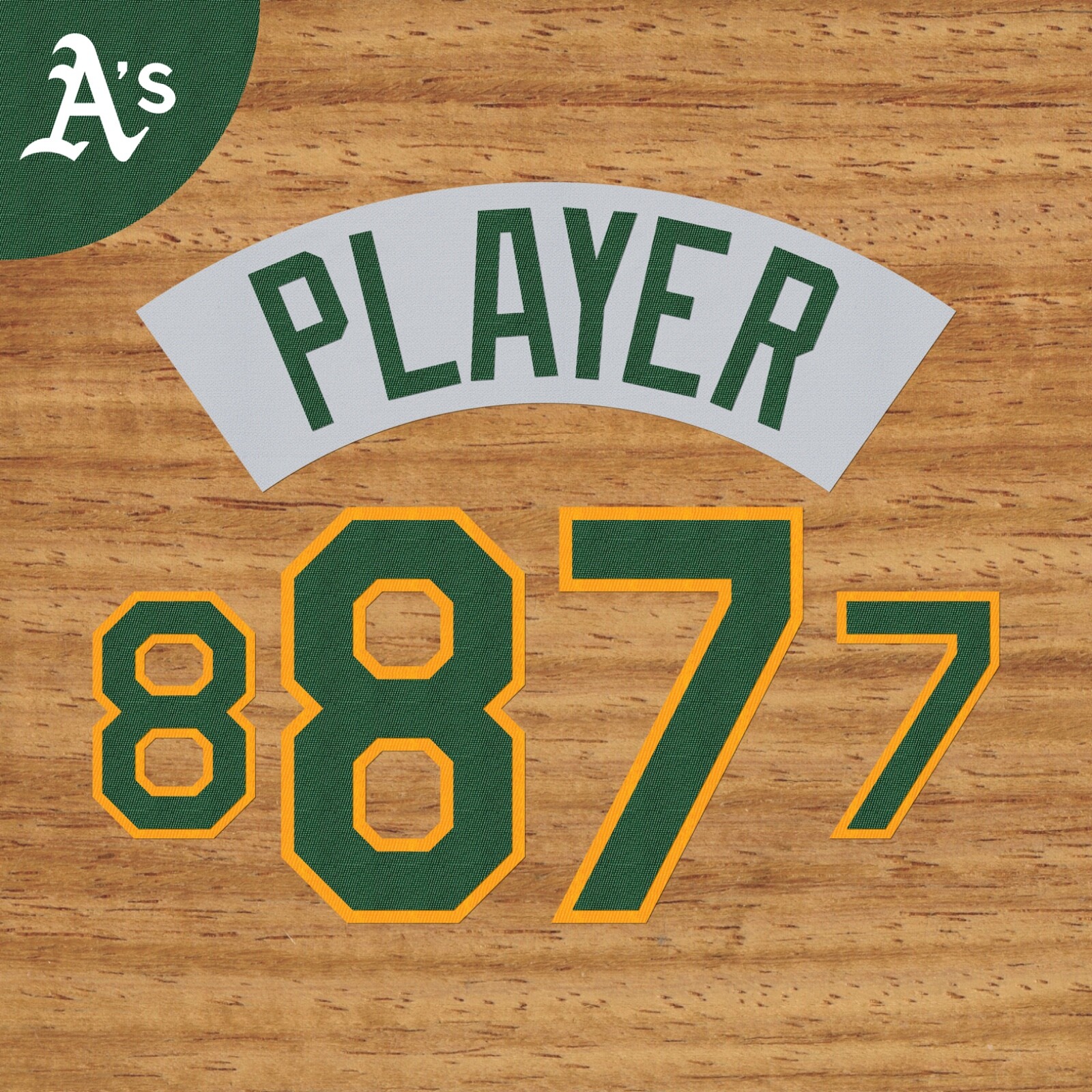 OAKLAND A’S ROAD JERSEY LETTERING AND NUMBERING KIT (1987-1992)