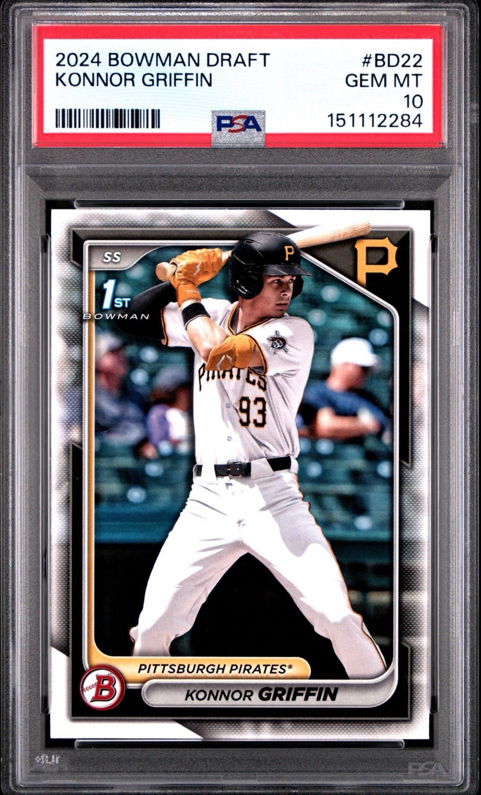 PSA 10 KONNOR GRIFFIN 1st 2024 Bowman Draft Paper PIRATES Rookie RC GEM MINT