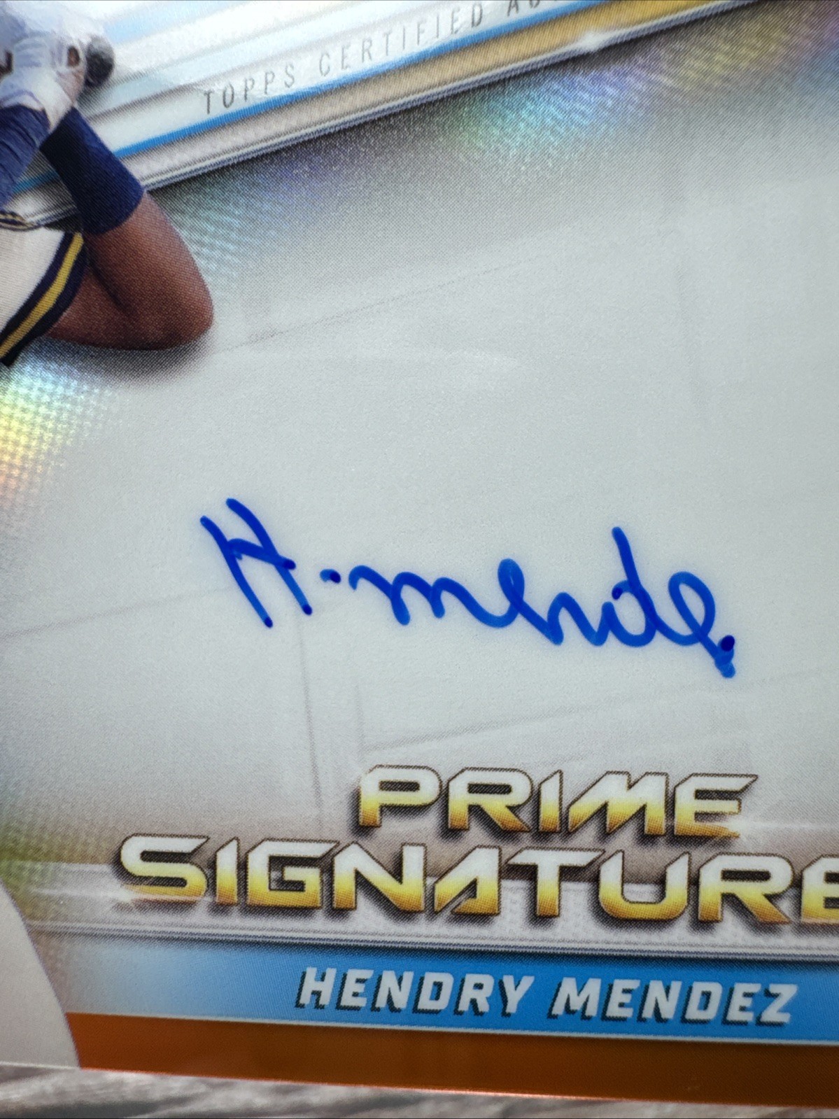 2022 Bowman Chrome Hendry Mendez Prime Chrome Orange Signatures /25 #PCS-HM (RC)