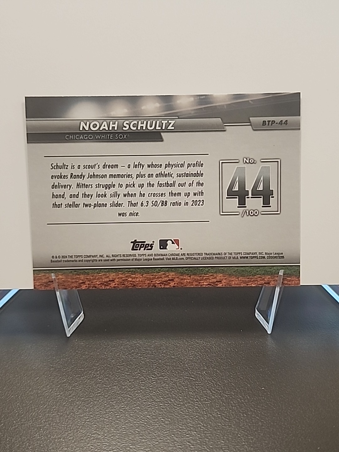 2024 Bowman Chrome Noah Schultz Bowman Scouts Top 100 #BTP-44 Chicago White Sox