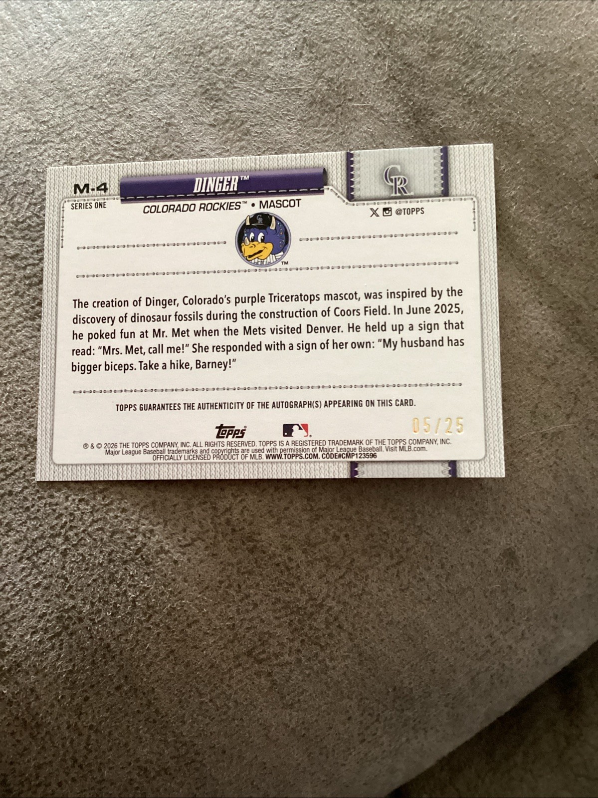 2026 Topps Celebration Baseball Dinger #M 4 Auto Orange 05/25 Mint Condition