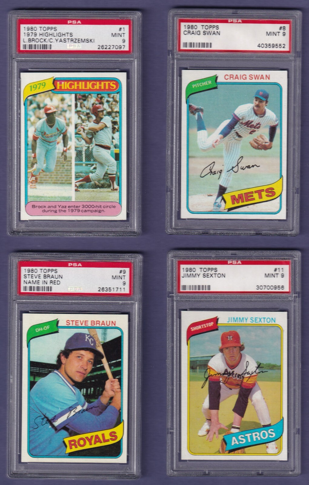 1980 Topps Baseball (1..350) PSA 9, 10 * You Pick *