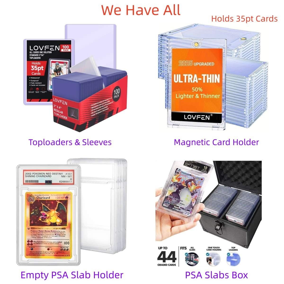 PSA Slabs Case, Toploader,, Ultra-Thin Magnetic Card Holder For 35pt Pokémon TCG