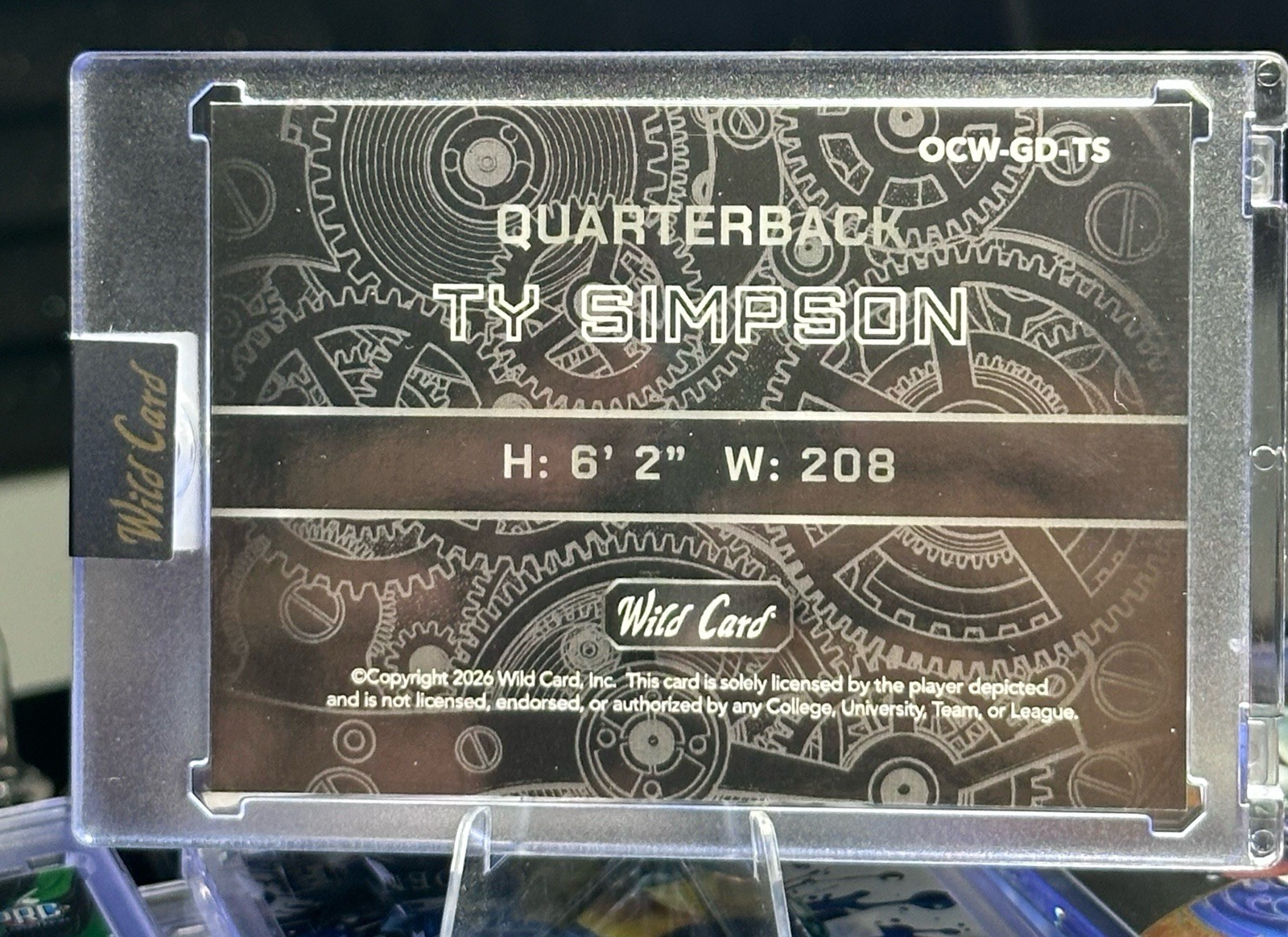 Wild Card QB1 On The Clock Ty Simpson Football 2026 Rookie Gold 3/6 #OCW-GD-TS