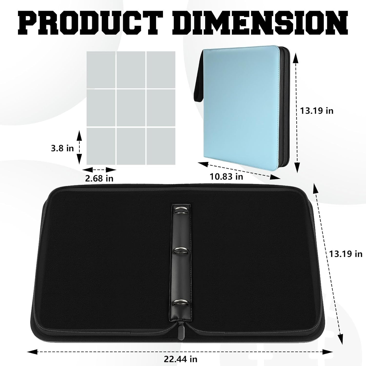 9 Pocket Trading Card Zip Binder – Holds 900 Cards, 50 Pages Large-Capacity,Doub