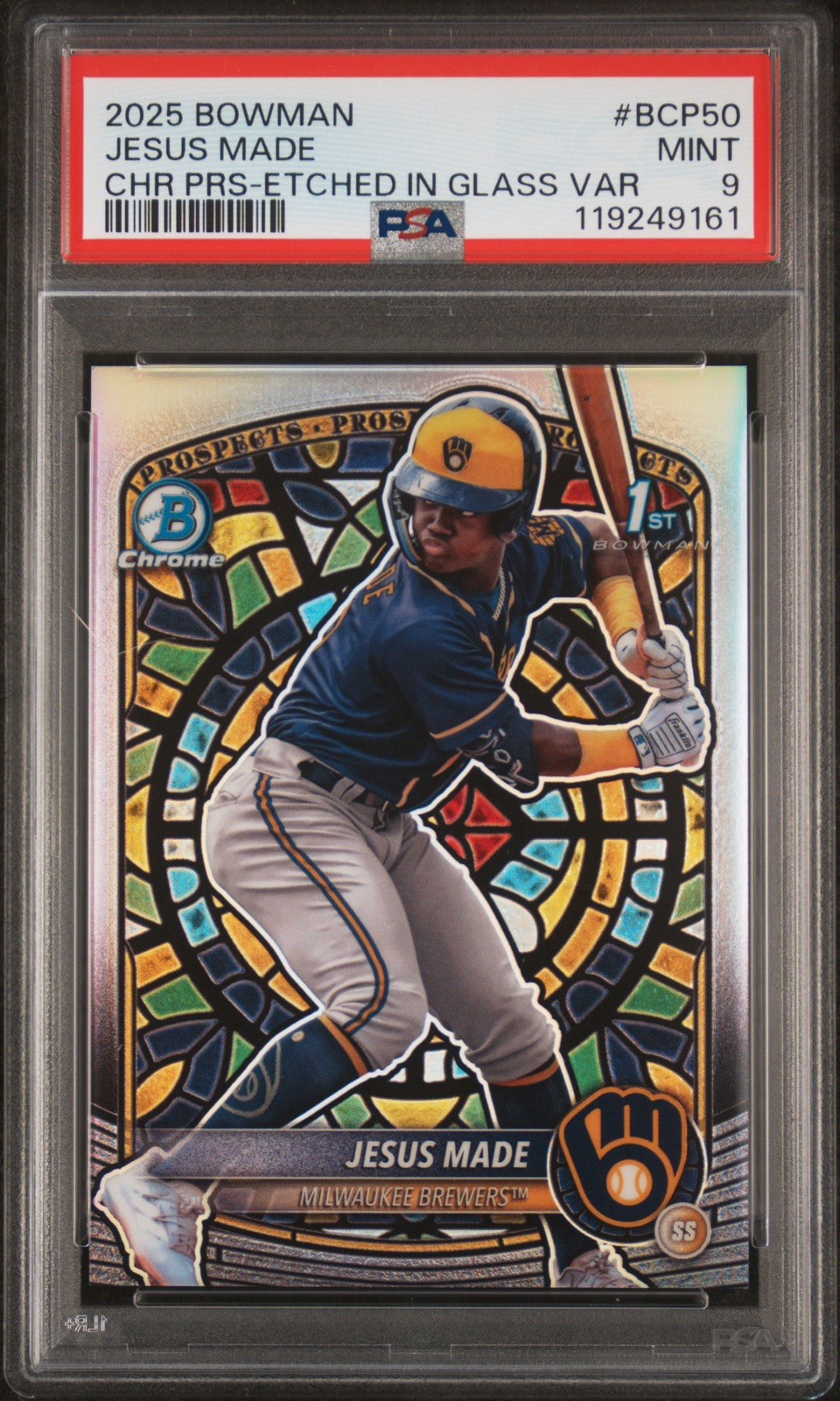 Jesus Made 2025 Bowman Etched In Glass PSA 9 1st Bowman SSP