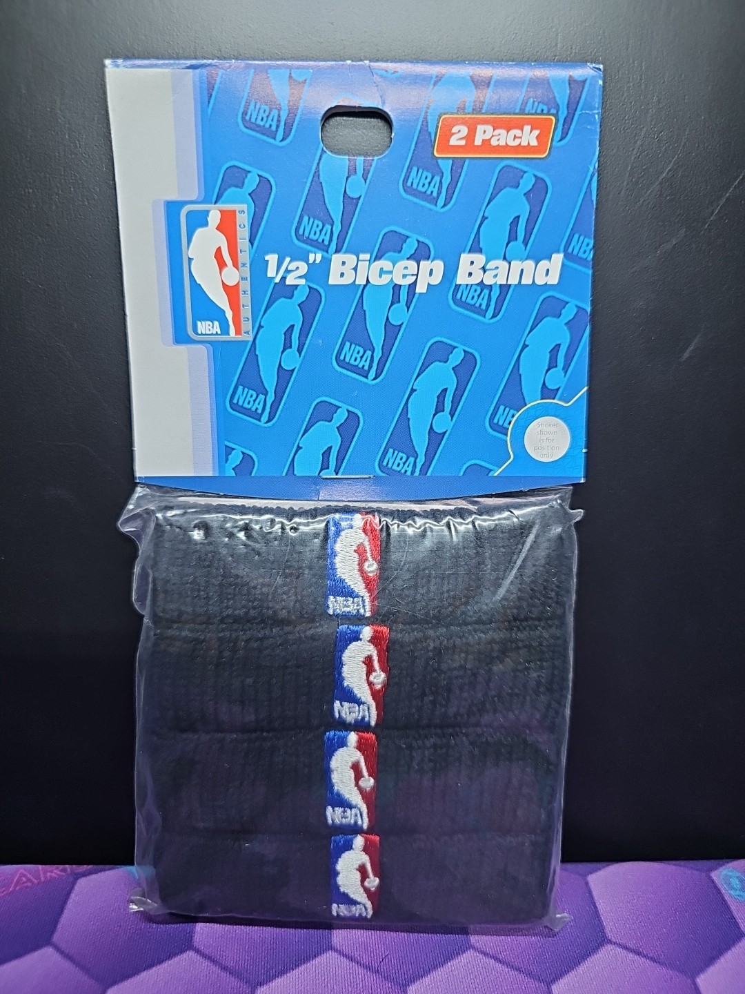 NBA Logoman 1/2″ Inch Black Bicep Band Pack of 2 sets 4 Total Per Pack