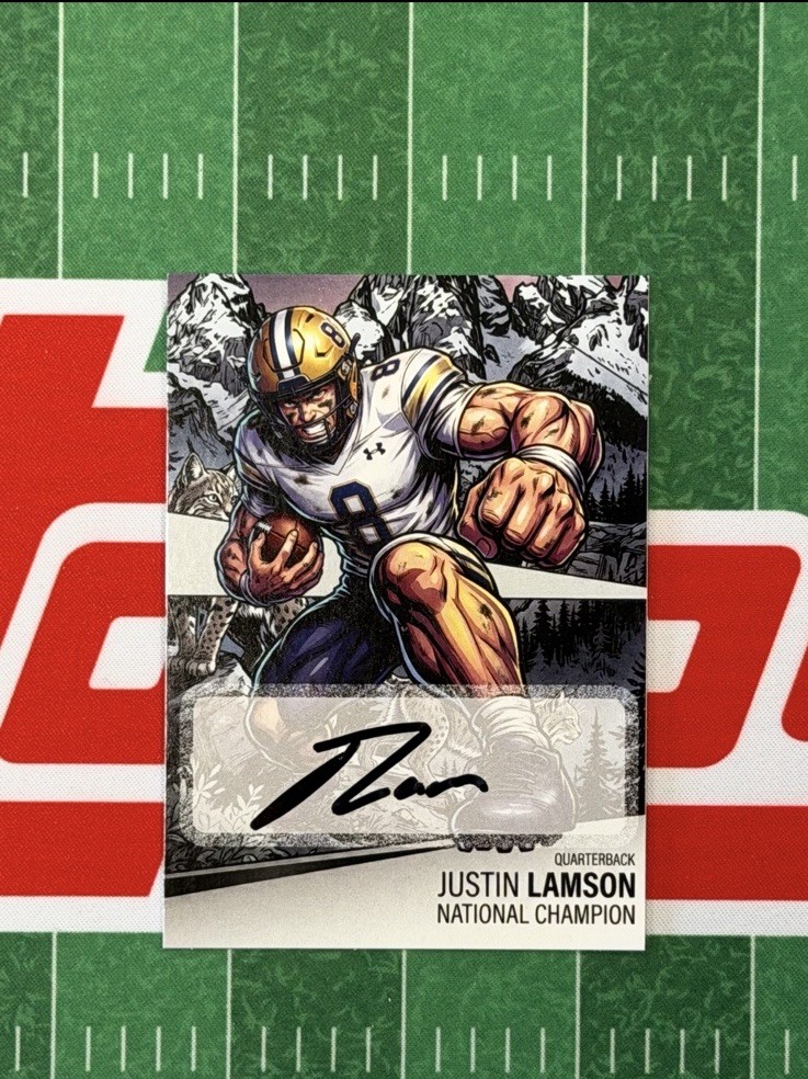 Justin Lamson On Card Autograph Montana State Bobcats National Champion QB MS2