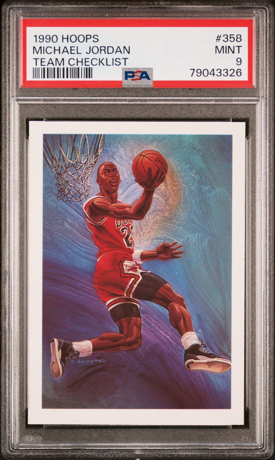 MICHAEL JORDAN 1990 Hoops Team Checklist #358 PSA 9 + COUPONS + FREE SHIPPING!