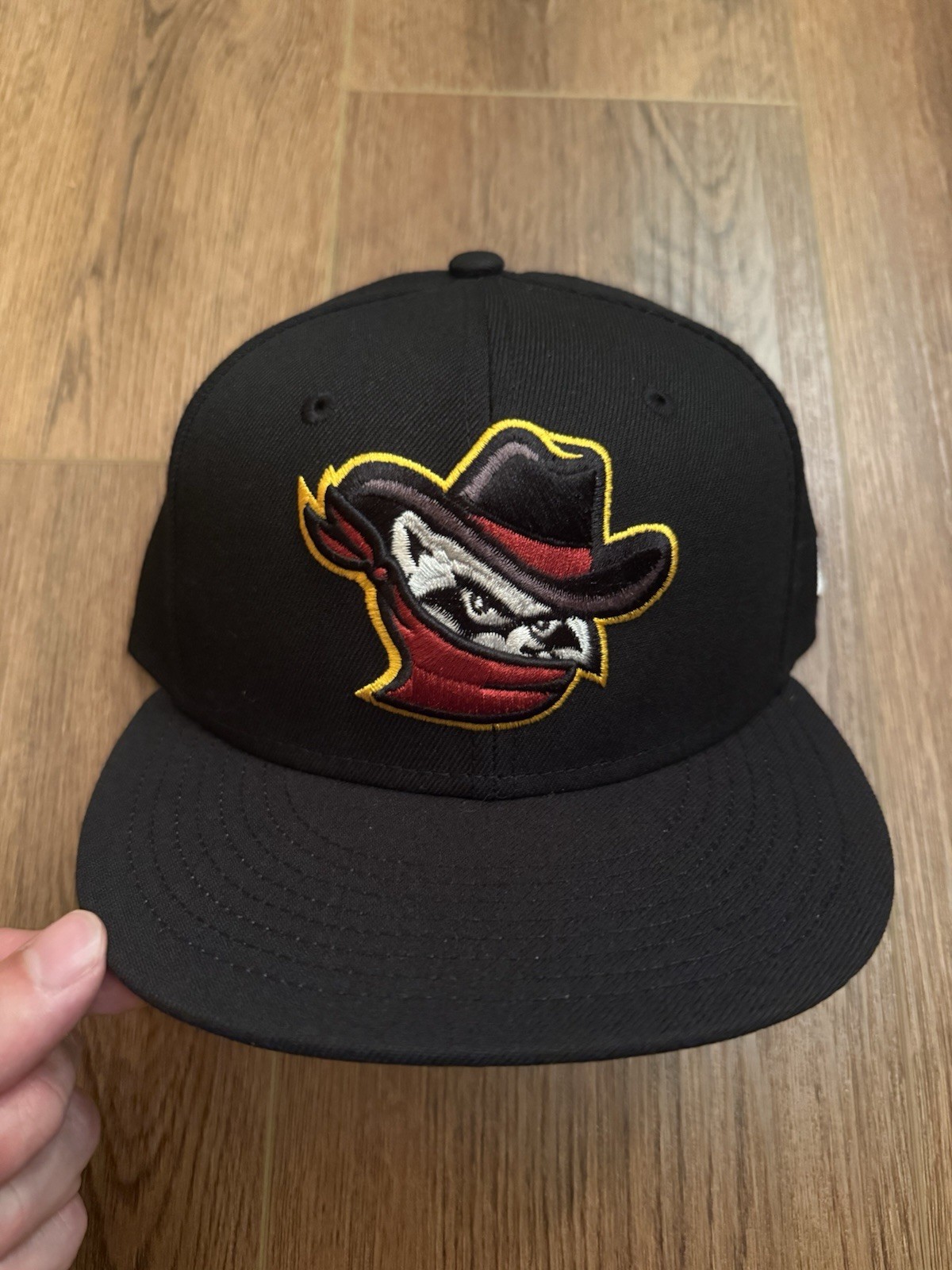 Quad Cities River Bandits New Era 59Fifty Fitted Hat Size 7 1/8 Black On Black