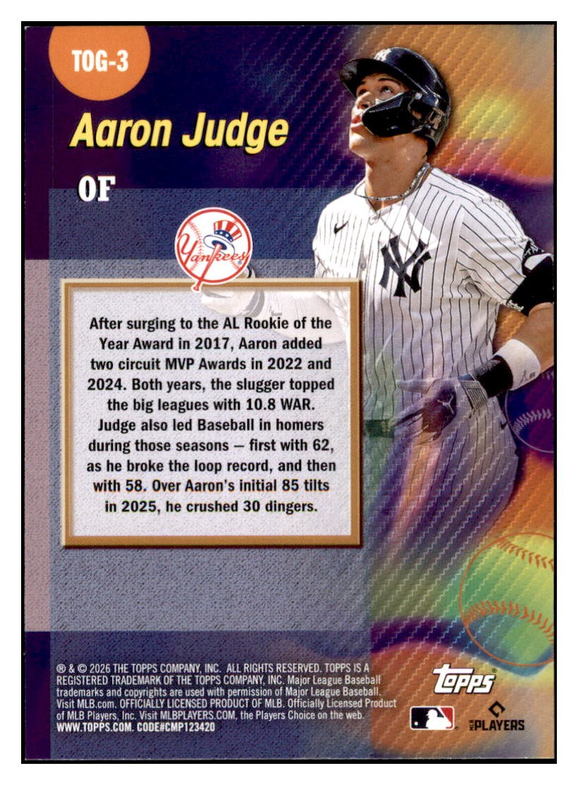 2026 Topps Aaron Judge #TOG-3 Titans of the Game New York Yankees