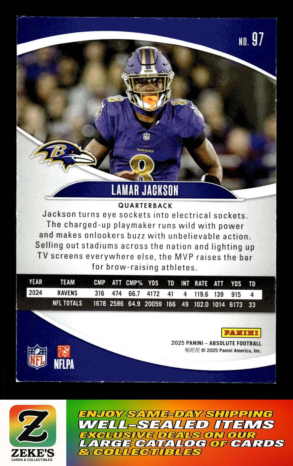 2025 Panini Absolute #97 Lamar Jackson Retail