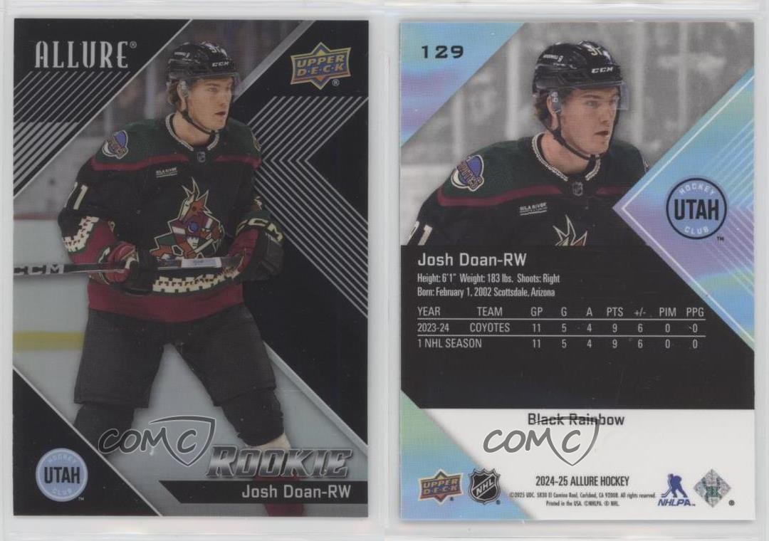 2024-25 Upper Deck Allure Rookies Black Rainbow Josh Doan #129 Rookie RC 14sr