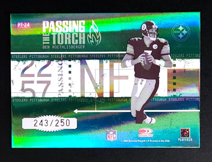 2005 Donruss Elite Passing the Torch Green #d /250 Ben Roethlisberger #PT-24