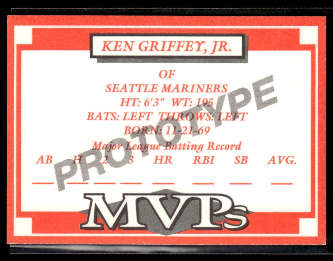 1991 MVPs Prototype (unlicensed) #NNO Ken Griffey Jr. 3902M