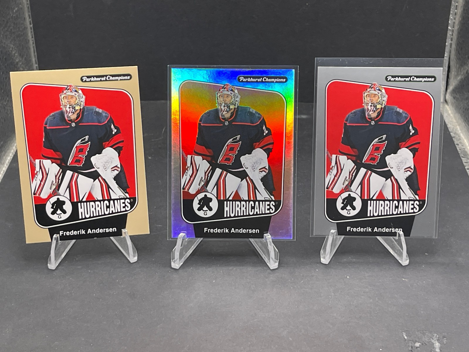 2024-25 FREDERIK ANDERSEN PARKHURST BASE, SILVER & RAINBOW FOIL BOARD #144