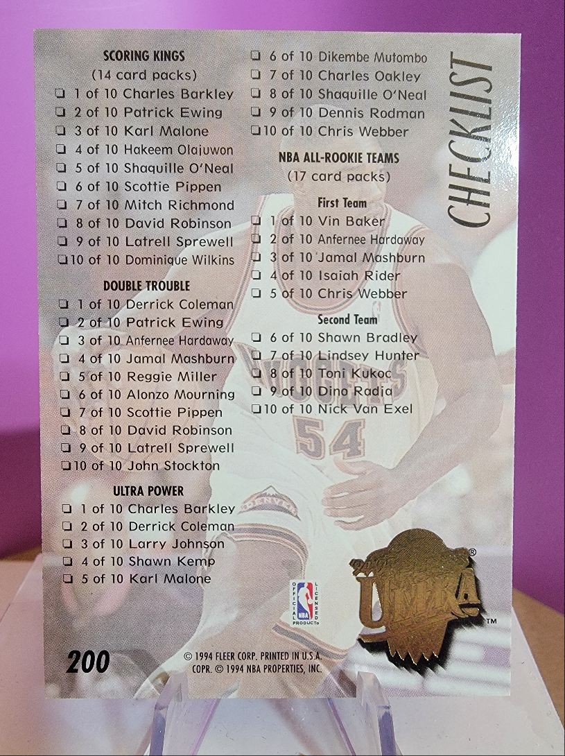 1994 Fleer Ultra #200 Checklist