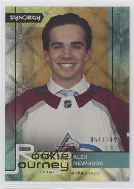 2021-22 Upper Deck Synergy Rookie Journey Draft Gold 54/249 Alex Newhook RC 14sr