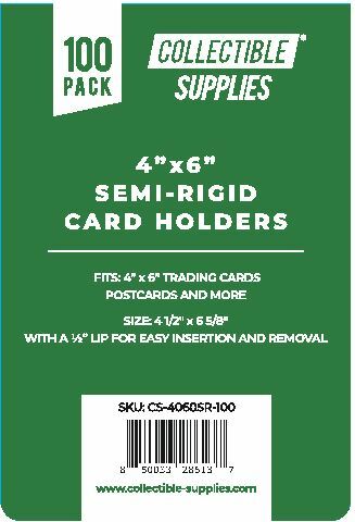 Collectible Supplies 4″ x 6″ Semi-Rigid Card Holders – 100 pack