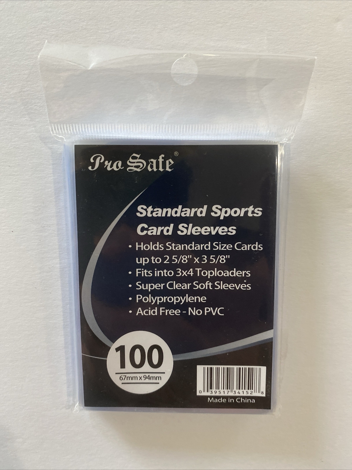 (1) Pack of 100 Pro Safe Standard Trading Card Soft Clear Poly Sleeves New!