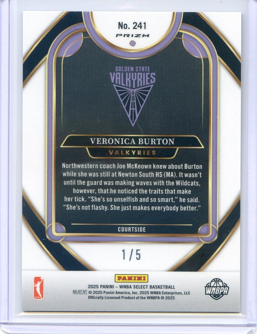 2025 Panini Select WNBA VERONICA BURTON #241 Courtside SP BLACK GOLD PRIZM #1/5