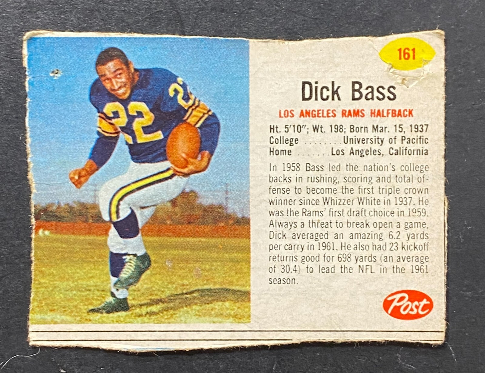 1962 Post – Dick Bass #161 Authentic