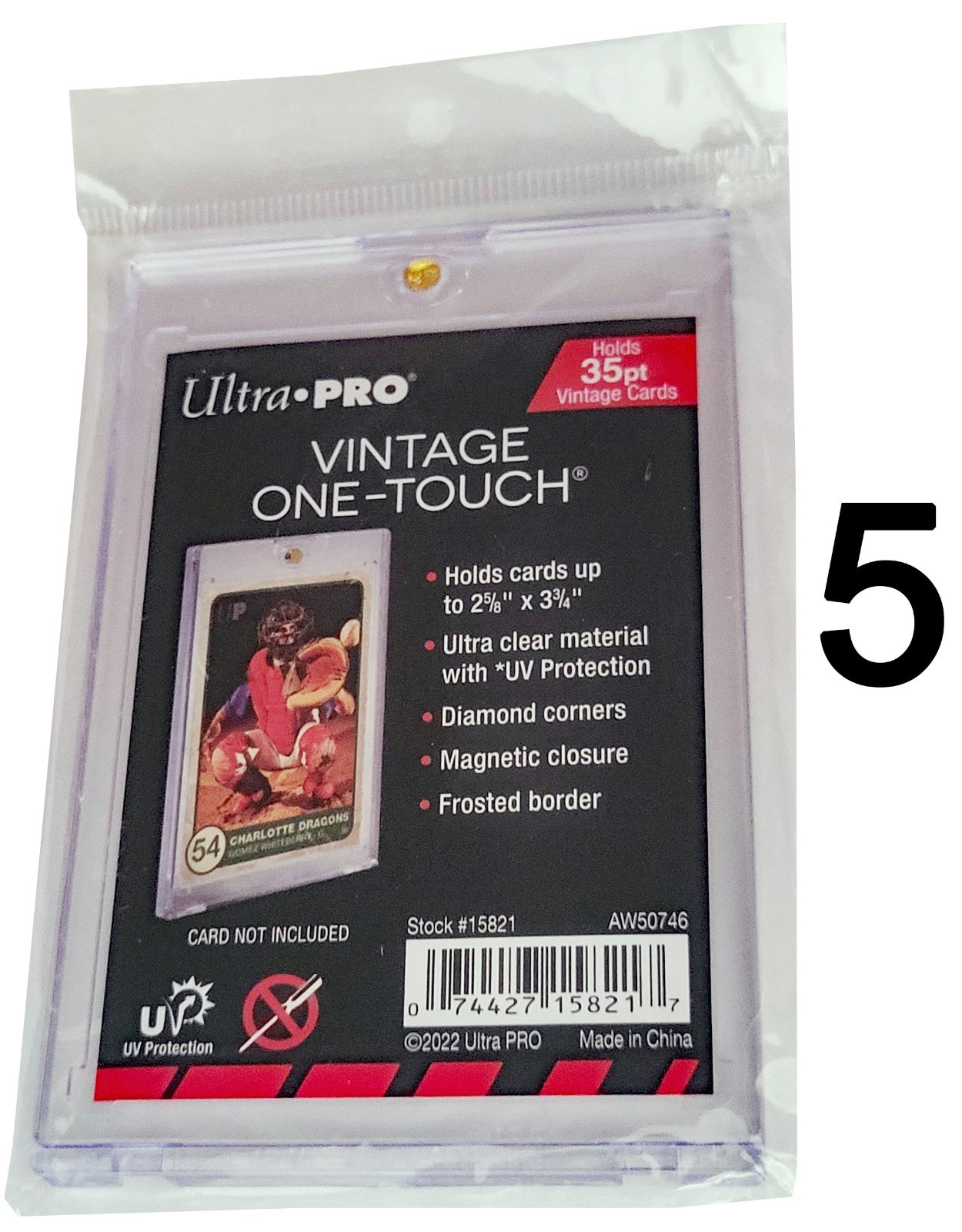 5 Ultra Pro One Touch Magnetic Vintage UV Card Holder Display Case Topps 1952-56