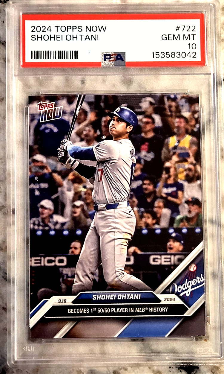 SHOHEI OHTANI 2024 Topps Now {1st 50/50 PLAYER IN MLB} #722; *PSA 10 GEM MINT*