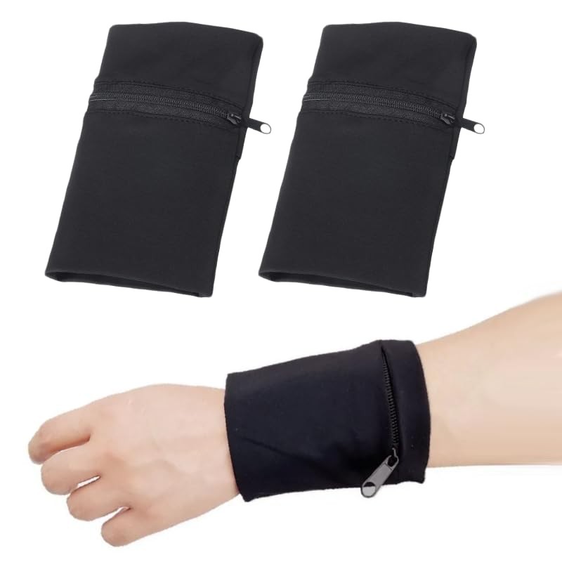 2 Pack Wrist Wallet – Lightweight 8.5x8cm (3.35×3.15 inches), Black x 2