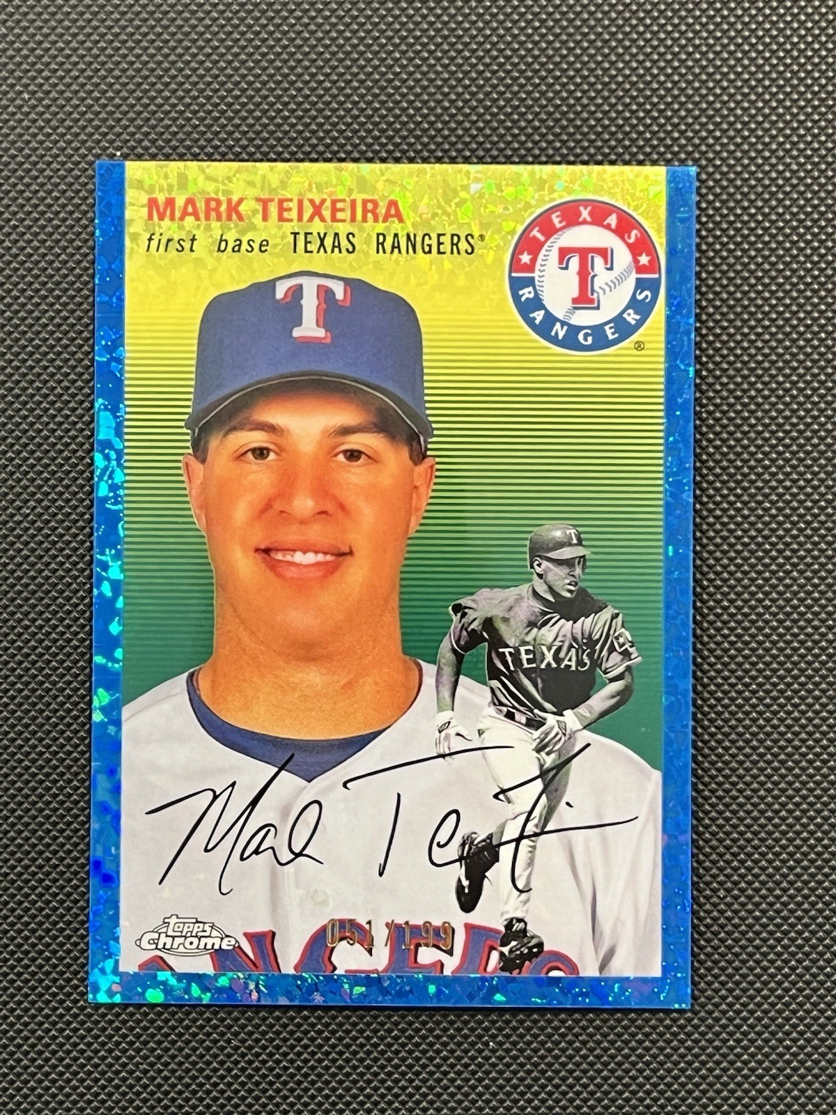 2023 Topps Chrome Platinum Anniversary Blue Mini Diamonds /199 Mark Teixeira